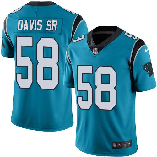 Nike Panthers #58 Thomas Davis Sr Blue Men's Stitched NFL Limited Rush Jersey - Click Image to Close